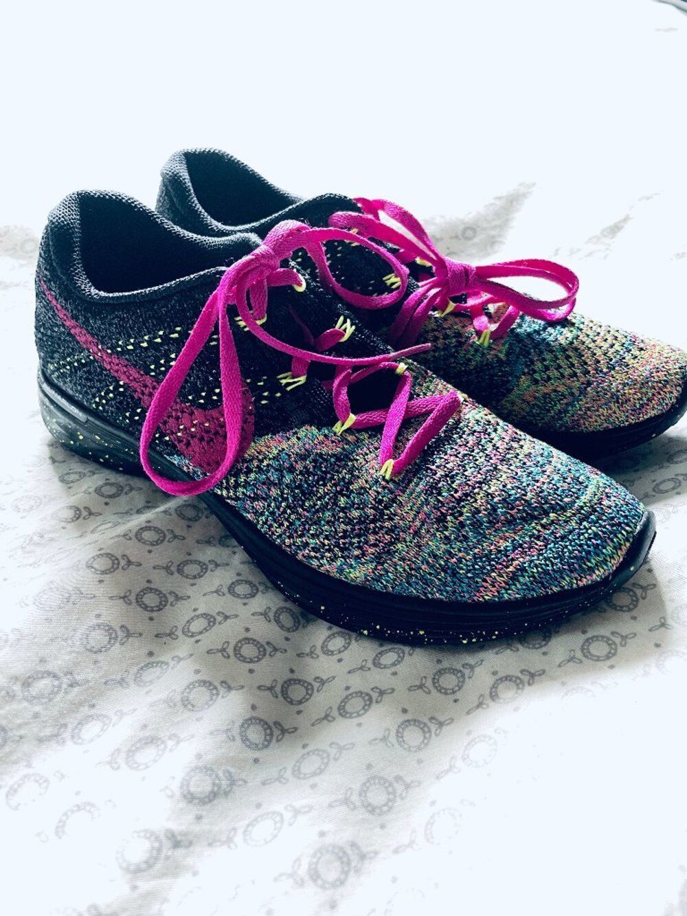 Nike Flyknit Lunar 3 Women's Running Black Multicolor NIKE Id Factory Custom 9US